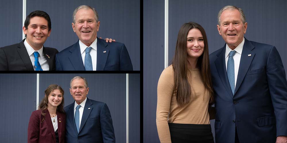 Students with George Bush